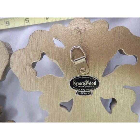 Syroco MCM Hollywood Regency Gold Gilt Fruit Vertical Garland Wall Decor S2 Wood - Picture 6 of 6